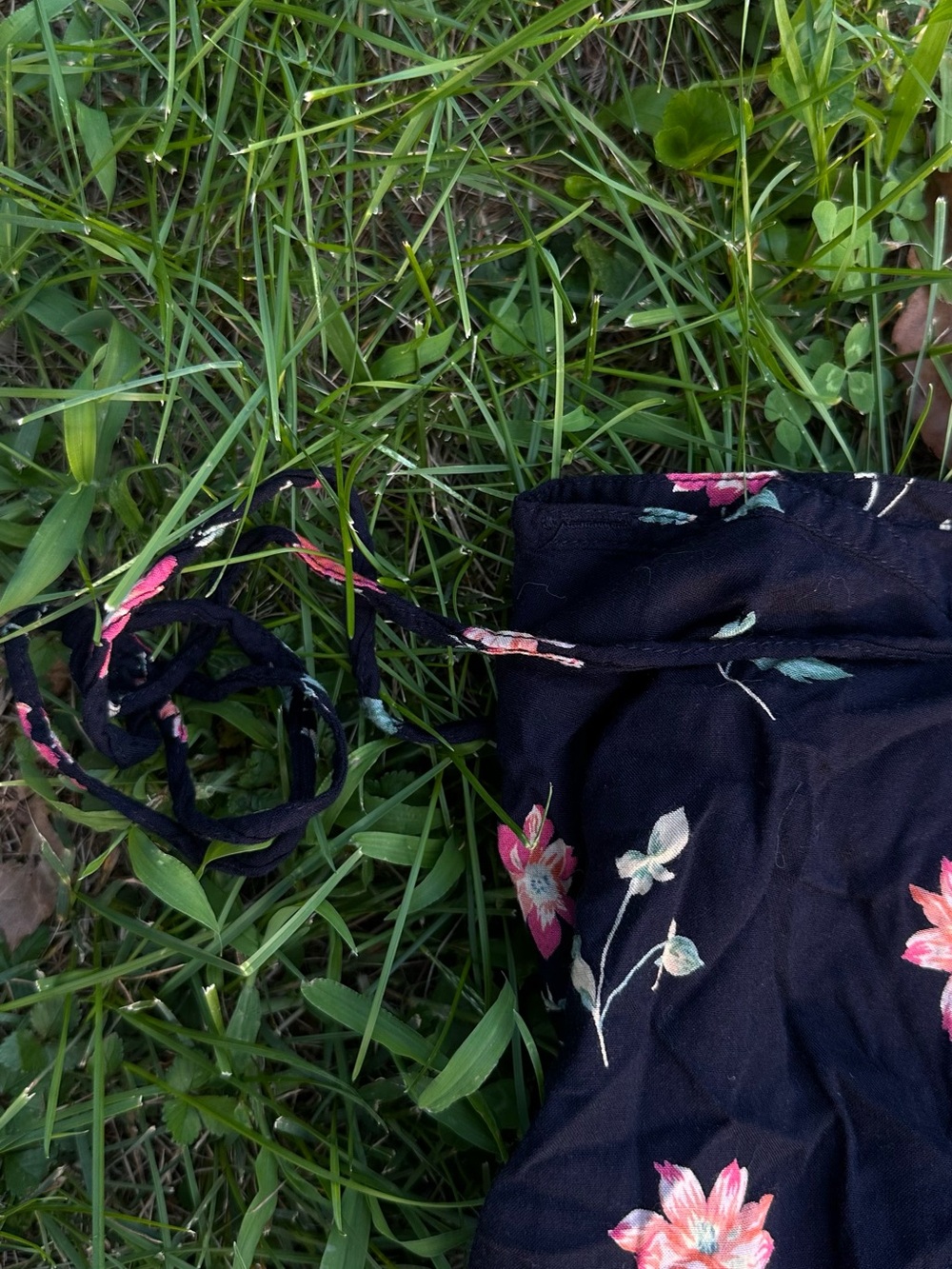 90s-Y2K Cottage Core Flowy Wrap Skirt - Black Floral Maxi by Bass - Picture 8 of 14